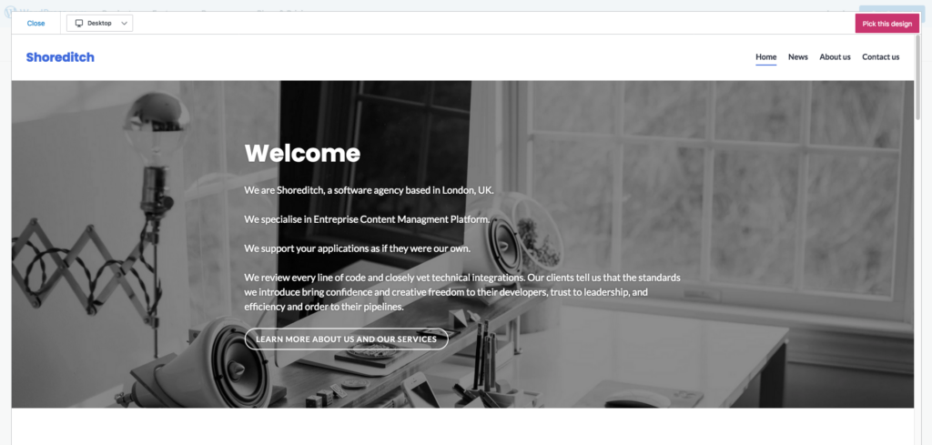 Template WordPress one page