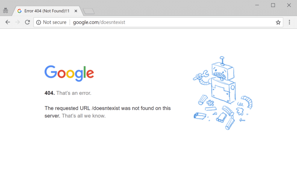 Google Pagina errore 404